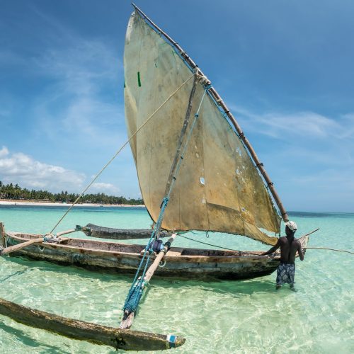 Principle dhow Fisherman with a traditional dhow
